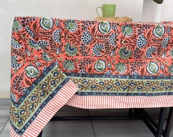 Cotton Vintage Indian Boho Block Handmade Table cloth, Wedding & Dinner Party Washable Table  Décor , Square Round or Rectangle Table cloth