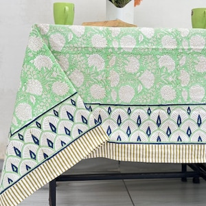 Bohemian Vintage Block Print Tablecloth Round /Square/Rectangle/ Custom Table Cloth With Napkin/Placemat/Runner Handmade Table Top Décor