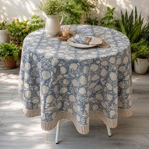 Bohemian Block Print Cotton Tablecloth Square/Rectangle/Round Custom Table Cover Table Top Decor Tablecloth/Napkin/Runner/Placemat Boho Gift