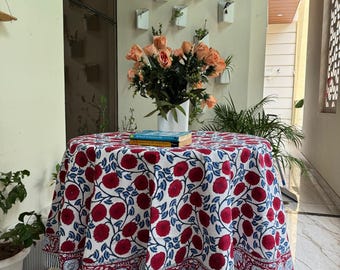 Bohemian Block Print Cotton Tablecloth Square/Rectangle/Round Custom Table Cover Table Top Decor Tablecloth/Napkin/Runner/Placemat Boho Gift