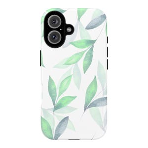 Handgemachte Handy Hülle - iPhone, Samsung Galaxy, Google Pixel, Grünes Blatt Frühling Handy Hülle, Geschenk für Pflanzenliebhaber | PC0015