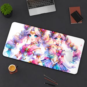 Anime Desk Mat – Large Mouse Pad, Vtuber Keyboard Mat, Cosplayer Playmat, Gaming Station Decor, Gift for Her, Free Shipping | DM0006