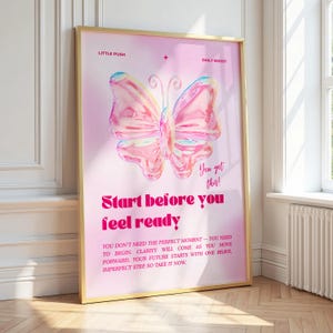 Poster motivazionale – Arte murale ispiratrice Y2K rosa / Stampabile digitale per la crescita mentale e l&#39;empowerment