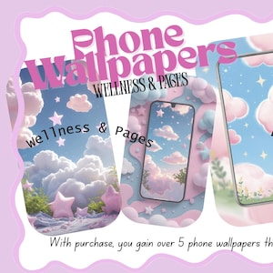 Papéis de Parede Estéticos Rosa Pastel para Celular | Fundos Kawaii para iPhone e Android | Download Digital, Telas de Bloqueio Adoráveis de Garotas Macias
