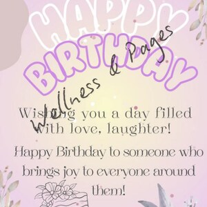 Cartão de aniversário para impressão – Cartão de feliz aniversário com flores rosa – Cartão digital para download instantâneo