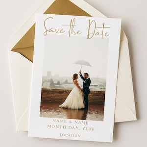 Save the Date Template (VORNE & RÜCKSEITE) Canva - Bearbeitbare Einladung - Sofortiger Download - Druckbare Save the Date Karte - Minimalistische Hochzeit