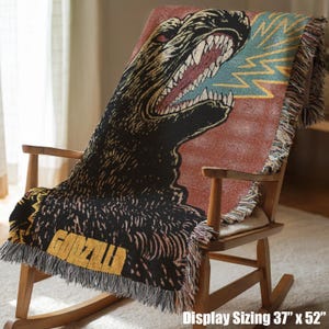 Woven Blanket Godzilla Birthday Gift for Boyfriend Monster Movie Fan Art Decor Cool Kaiju Throw Blanket Aesthetic Bedroom Tapestry 344