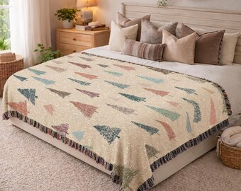 Woven Blanket Aesthetic Tree Pattern Throw Tapestry Farmhouse Home Decor Soft Cozy Cotton Bed Sofa Housewarming Gifts Holiday Idea 1064