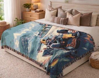 Formula One Woven Blanket Racing Aesthetic Throw F1 Car Tapestry Wall Hanging Art Retro Racing Home Decor Soft Cotton Woven Blanket 346