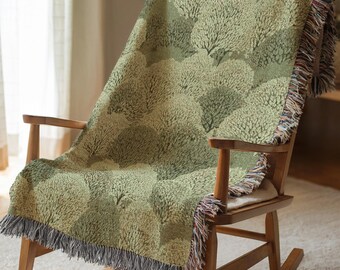 Sage Green Forest Woven Blanket Botanical Throw Nature Inspired Decor Aesthetic Blanket For Couch Bed Birthday Gift For Him Or Her 1018