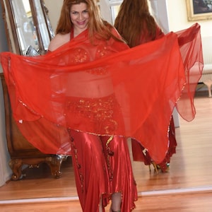 Deep Red Belly Dance Costume with Pants– Brand New with Original Tags