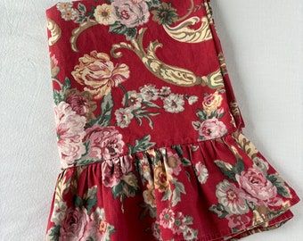 Vintage Ralph Lauren Marseilles Danielle King Pillowcase Red Floral 100% Cotton Made in USA