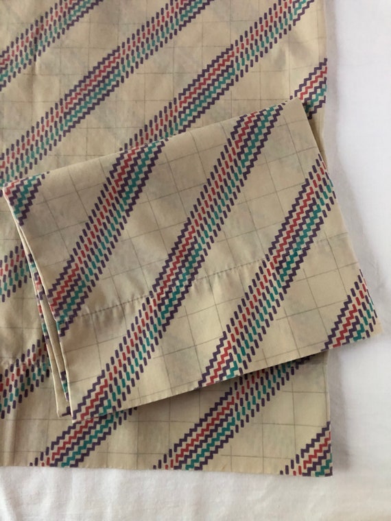 Vintage 1970s Standard Pillowcase Pair Lady Pepperell CottonPoly Blend Geometric Cotton Poly Blend