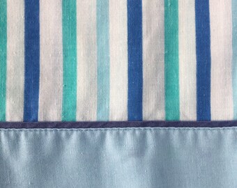 Vintage 1970's Lady Pepperell King Pillowcase Blue Aqua White Stripe