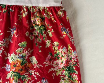 Vintage Ralph Lauren Belle Harbor Floral Queen Bed Skirt Red French Country Cottage 17"