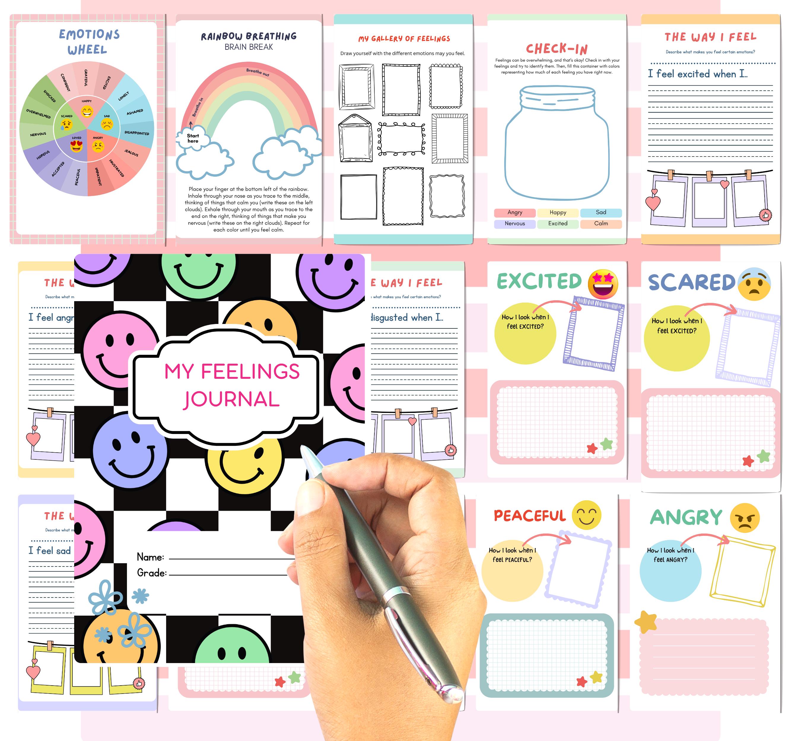 Emotions & Feelings Journal for Kids | Printable Mood Tracker Coping ...