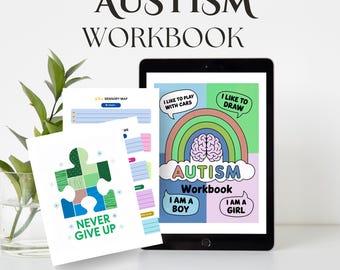 Arbetsbok om autism för barn | Visuella hanteringsstrategier och sociala färdigheter | Utskrivbara aktiviteter och känslomässiga verktyg | Direkt nedladdning