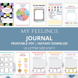 Diario de emociones y sentimientos para niños / Seguimiento del estado de ánimo imprimible con herramientas de afrontamiento / Cuaderno de trabajo de regulación emocional / Descarga instantánea
