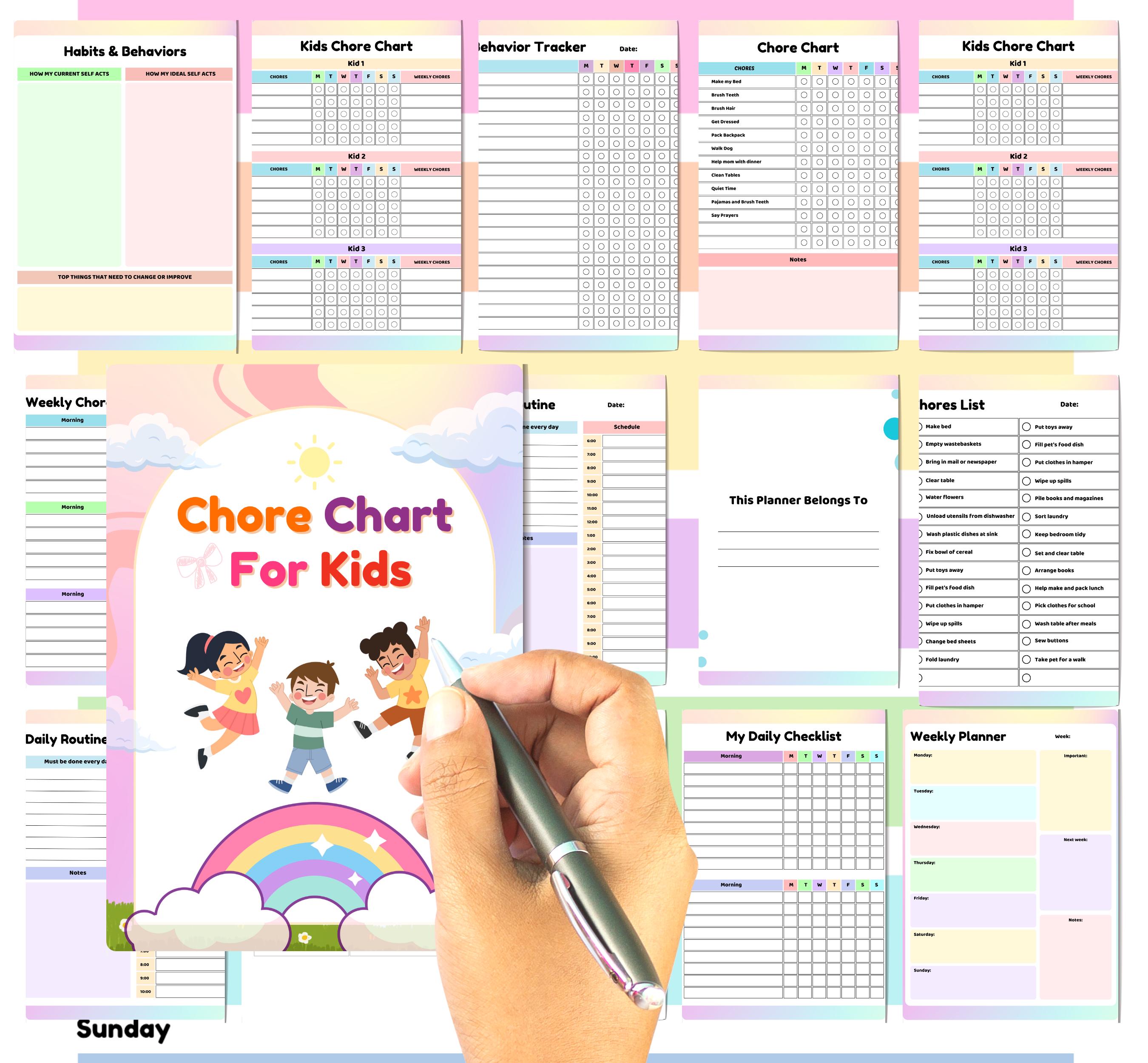 Kids Chore Chart Printable | Reward Chart for Home & School | Daily ...