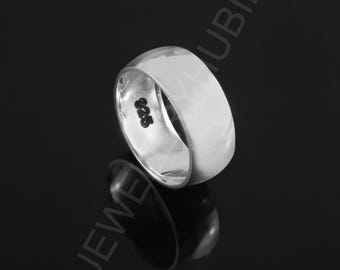 925 Sterling Zilveren Brede Ring, Handgemaakte Minimalistische Moderne Unisex Trouwring