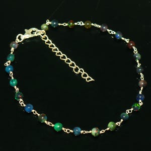 AAA+ Ethiopian opal Multi Gemstone Beaded Bracelet Adjustable Gold Chain, Colorful Gem Jewelry Dainty Natural Gemstone Bracelet Jewelry