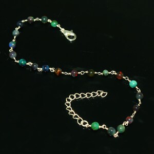 Handmade Multi-Gemstone Beaded Bracelet Adjustable Gold Chain, Colorful Gem Jewelry Dainty Natural Gemstone Bracelet Jewelry