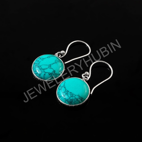 Orecchini in argento sterling 925 con turchese blu: gioielli fatti a