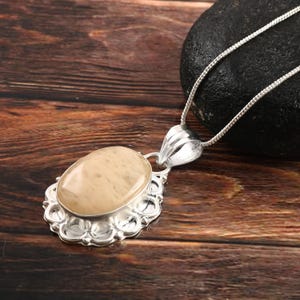 Fossil Coral Gemstone Pendant – 925 Sterling Silver Handmade Jewelry Handmade Fossil Coral Pendant – Natural Gemstone in Sterling Silver