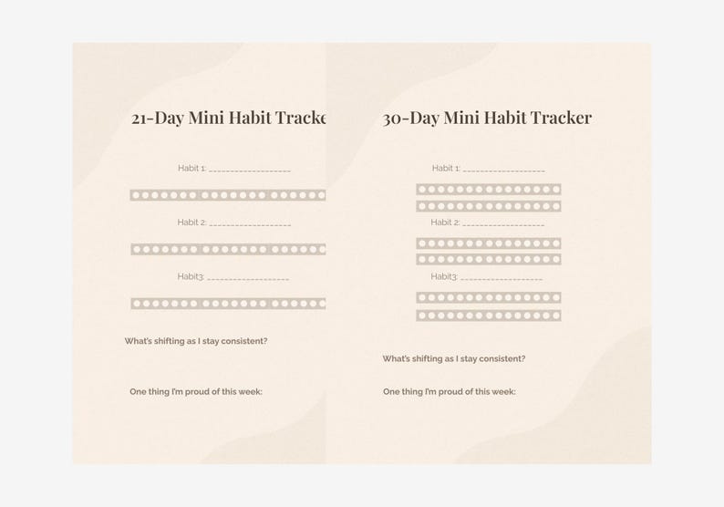 Mini Habit Tracker | 21-day & 30-day Printable Habit Journal | Daily ...