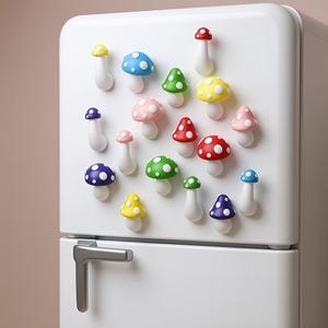 Colorful Mushroom Fridge Decor - Cute and Whimsical Refrigerator Accessories