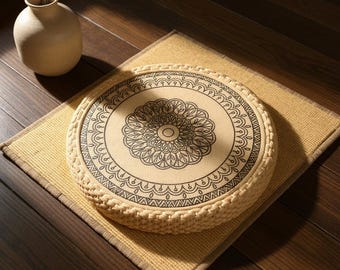 Mandala Meditation Cushion – Round Floor Seat for Relaxation
