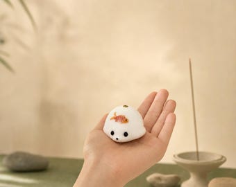 Innerbillion Porta incenso a forma di foca in ceramica - Decorazione zen per la scrivania e bruciatore di incenso kawaii