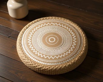 Sunburst Mandala Meditation Cushion – Round Floor Seat for Relaxation