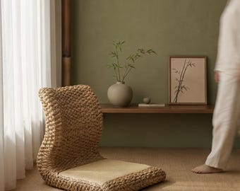 Woven Tatami Floor Chair – Natural Rattan Meditation Seat