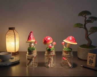 Clay Mushroom Jar Desk Decor – Handmade Anti-Stress Ornament