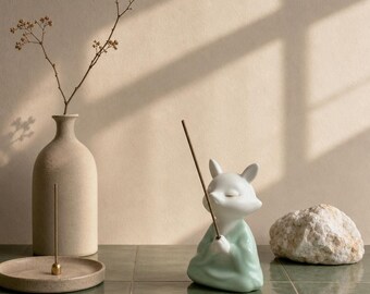 Zen Fox Incense Holder – Calm Animal Desk Decor