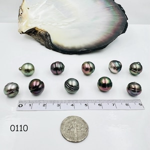 Lot of 10 : Tahitian Black Pearls Authentic Natural Loose undrilled pearls for jewelry crafting