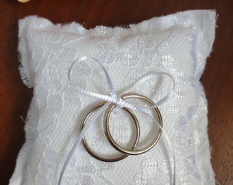 White Lace Wedding Ring Pillow