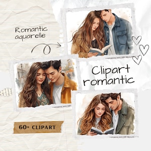 Watercolor Romantic Clipart bundle Scrapbooking love stickers cards crafts planner couple gifts valentine&#39;s day