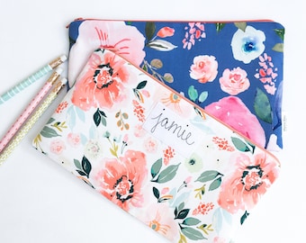 Personalized Gifts for Women, Gift for Mom, Gift for Friend, Mother's Day, Zipper Pouch, Floral Pencil Pouch, for Best Friend, Sister Gift *