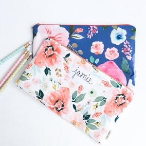 Personalized Gifts for Women, Gift for Mom, Gift for Friend, Mother's Day, Zipper Pouch, Floral Pencil Pouch, for Best Friend, Sister Gift *