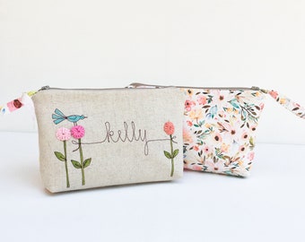 Will You Be My Bridesmaid, Bridesmaid Proposal Gift, Personalized Makeup Bag, Ask Bridesmaids, Custom Name, Floral, Listing for ONE Bag