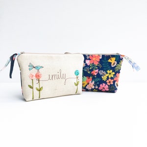 Personalized Makeup Bag, Bespoke Hidden Message Cosmetic Bag, Makeup Organizer, Floral Cosmetic Bag, Personalized Bag Unique Gift for Friend image 2