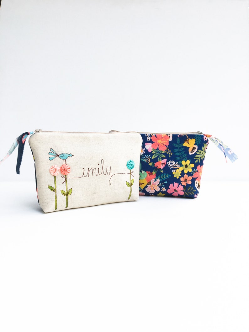 Personalized Makeup Bag, Bespoke Hidden Message Cosmetic Bag, Makeup Organizer, Floral Cosmetic Bag, Personalized Bag Unique Gift for Friend image 2