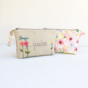 Will You Be My Bridesmaid, Bridesmaid Proposal Gift, Personalized Makeup Bag, Ask Bridesmaids, Custom Name, Floral, Listing for ONE Bag image 2