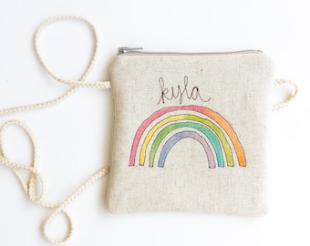 Personalized Gifts for Girls, Small Purse for Child, Birthday Gift for Girl, for Little Sister, Rainbow Wedding Flower Girl