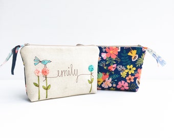 Gift Ideas for Friends, Cosmetic Bag, Custom Travel Accessory Bag, Makeup Organizer, Floral, Make Up Bag for Her *