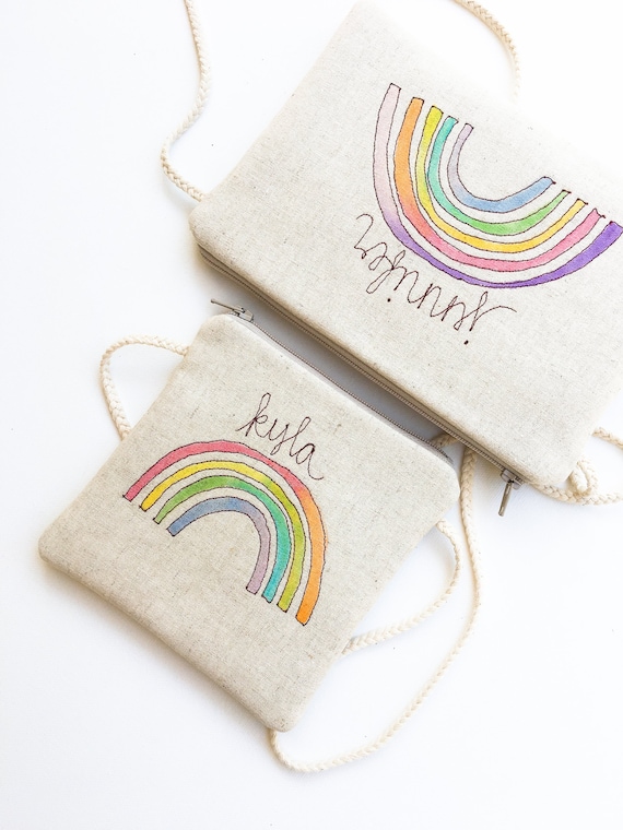 Personalized Little Girls Purses Rainbow Crossbody Bag Gifts for