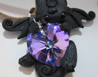 Fioletowy kryształ Swarovski Vitrial Light Heart Black Dragon prezent dla kobiet prezent na Dzień Matki prezent na Wielkanoc prezent na Walentynki