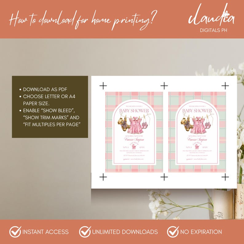 Polo Luxury Baby Shower Invitation Template for girls – Tartan Equestrian Free Canva Invite Suite image 11